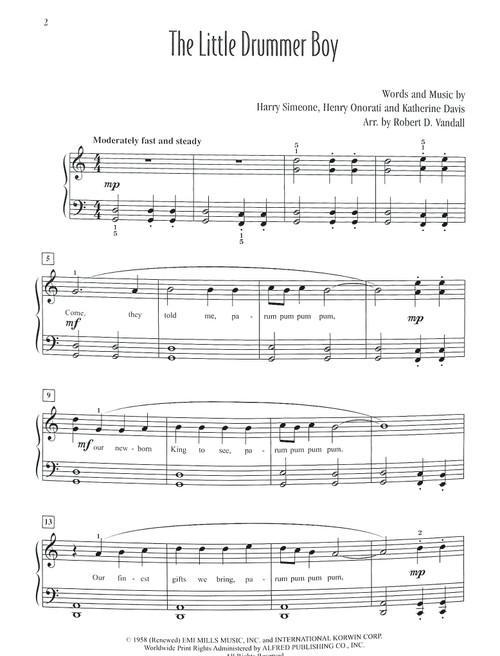 The Little Drummer Boy - Late Elementary Piano Solo