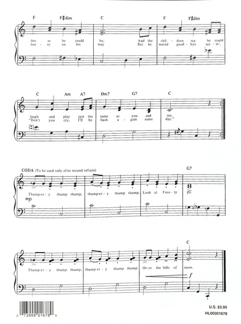 Frosty the Snow Man - Easy Piano Edition/Vocal Sheet Music