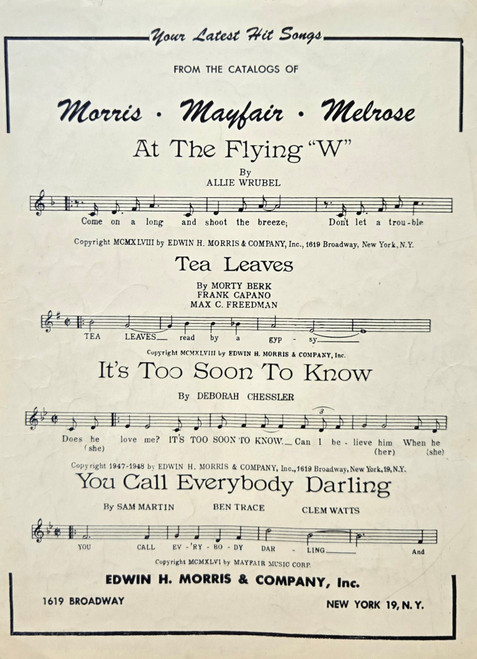 (Used Sheet Music) On a Slow Boat to China - Piano/Vocal/Chord Names (Used Sheet Music) On a Slow Boat to China - Piano/Vocal/Chord Names