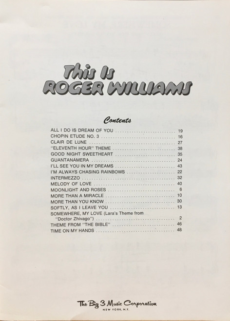 This is Roger Williams - Used/Vintage BOok  This is Roger Williams - Used/Vintage BOok