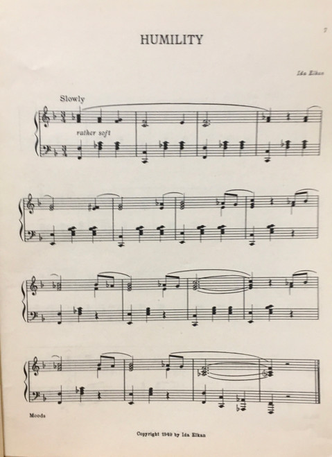 (VINTAGE BOOK) Ida Elkan - Moods - Major and Minor - 33 Original Piano Pieces