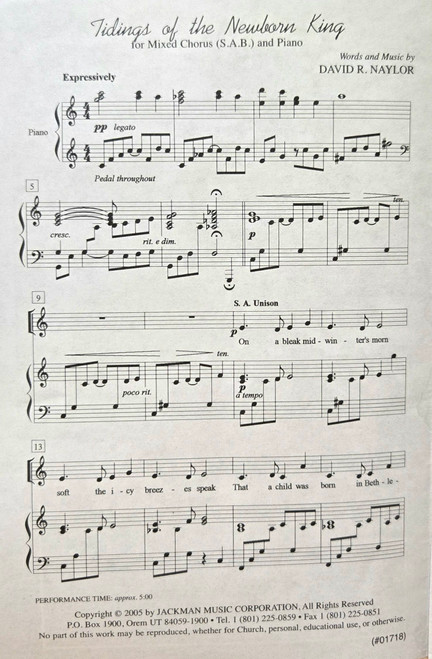 Tidings of the Newborn King - SATB/Piano Sheet Music
