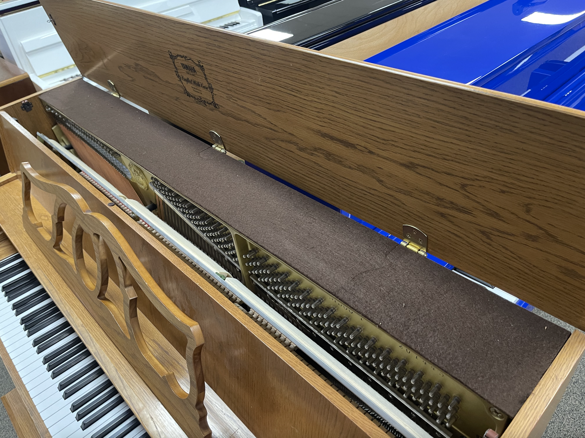 Yamaha M500 Florentine Oak Console Upright Piano at Piano Gallery