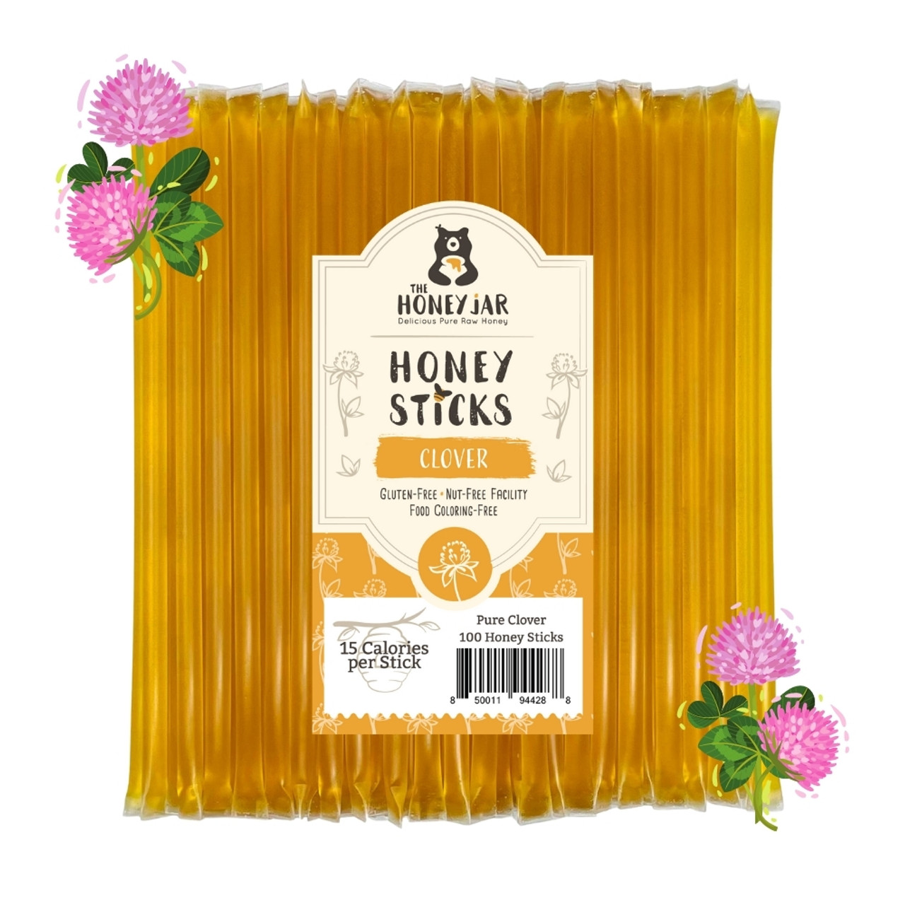 The Honey Jar Clover Honey Sticks Packaging Front