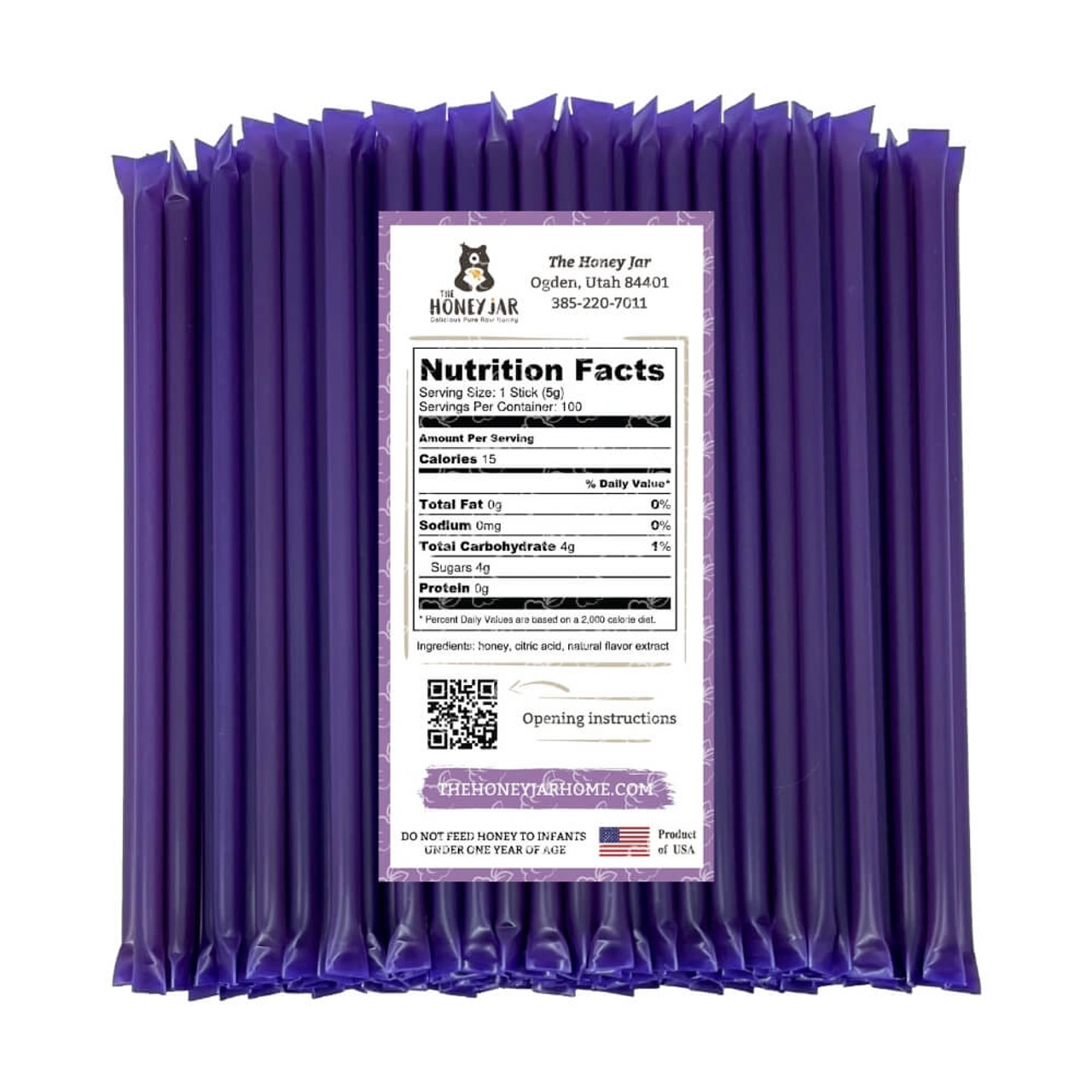 Blackberry Honey Straws - Nutrition Facts Back Label