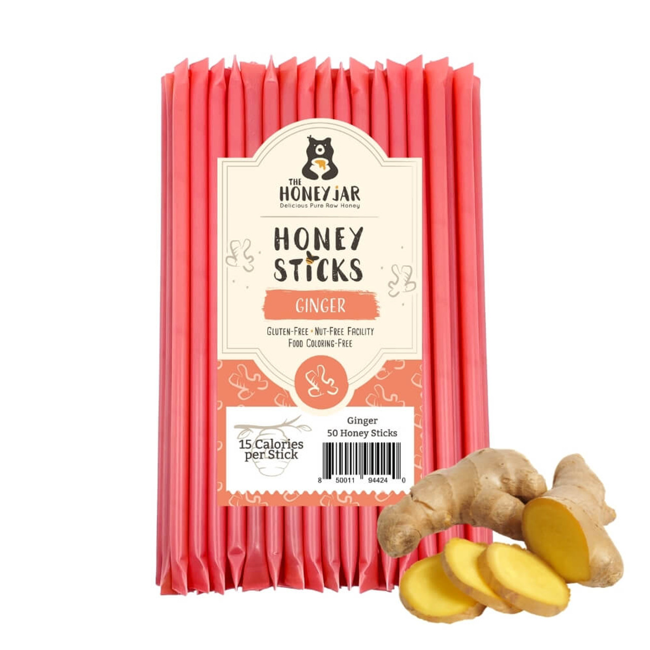 Natural Ginger Honey Sticks - 100 Count