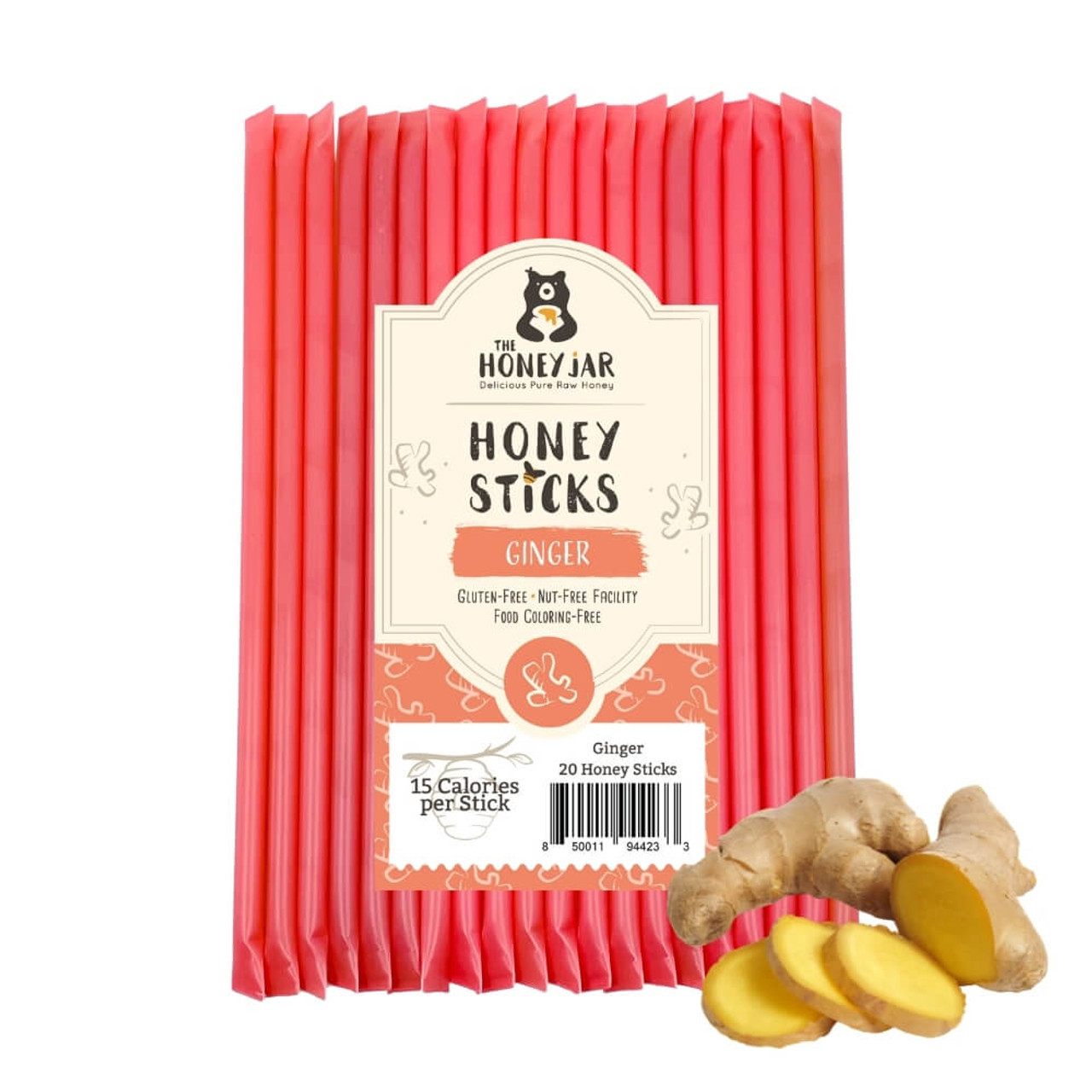 Natural Ginger Honey Sticks - 100 Count