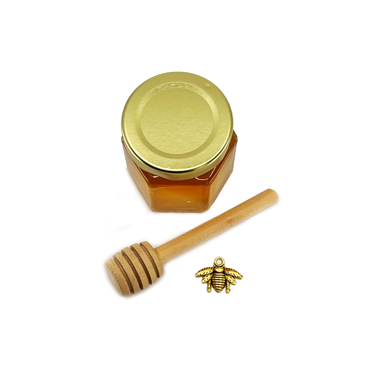 Bee Happy - Holiday Party Favor Honey Christmas Gifts - 2oz Gold Lid