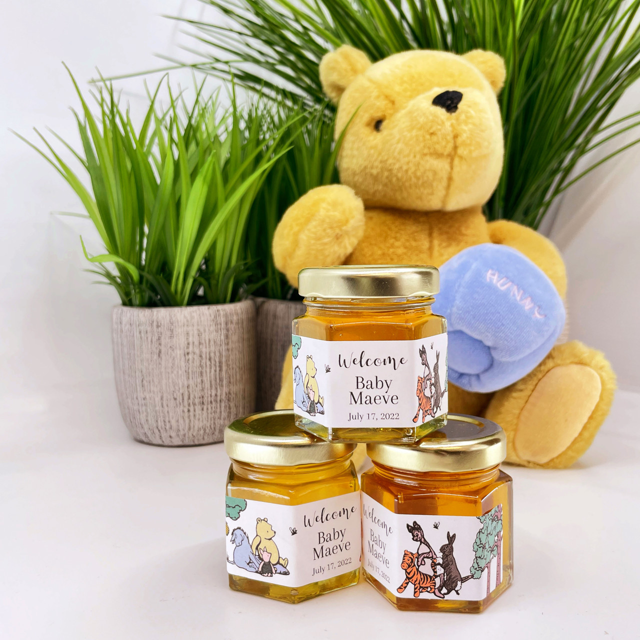 Classic Winnie the Pooh Hundred Acre Wood baby shower honey favor