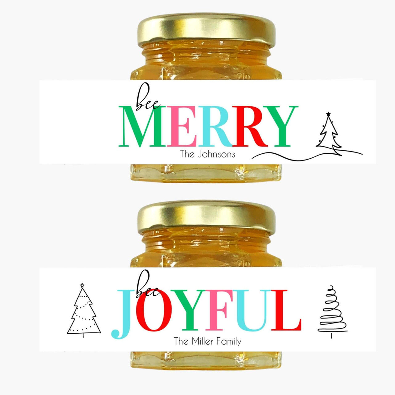merry joyful Christmas holiday party favor gift honey trees