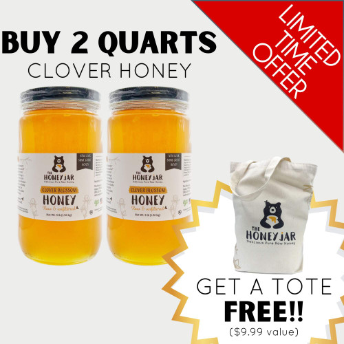Get a FREE tote with purchase of 2 clover honey quarts