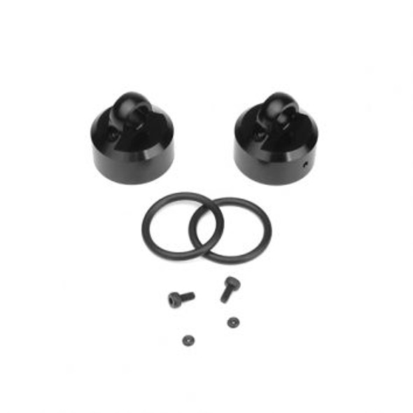 TKR8702 Shock Caps (7075, emulsion/vented/standard, black ano, 2pcs) Coast 2 Coast RC