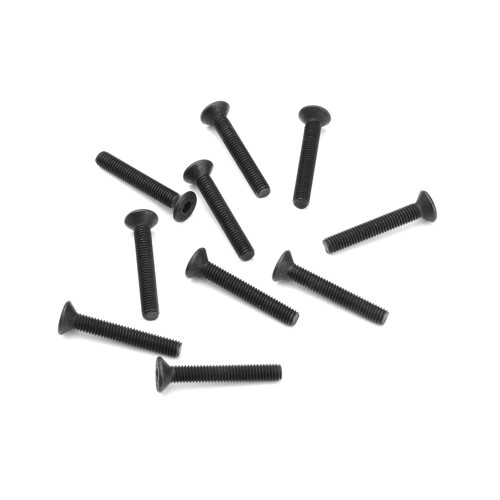 TKR1329 M3x20mm Flat Head Screws (black, 10pcs) Coast 2 Coast RC