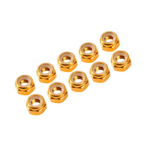 Ultimate 3mm Alu. Nylon Nut W/Flange Gold (10 PCS) UR1502-G Coast 2 Coast RC