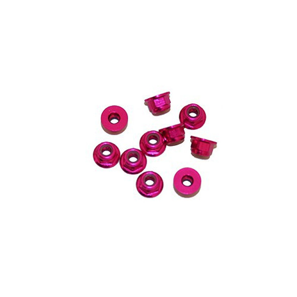 Ultimate 4mm Alu. Nylon Nut W/Flange Pink (10 PCS) - UR1513-PK Coast 2 Coast RC