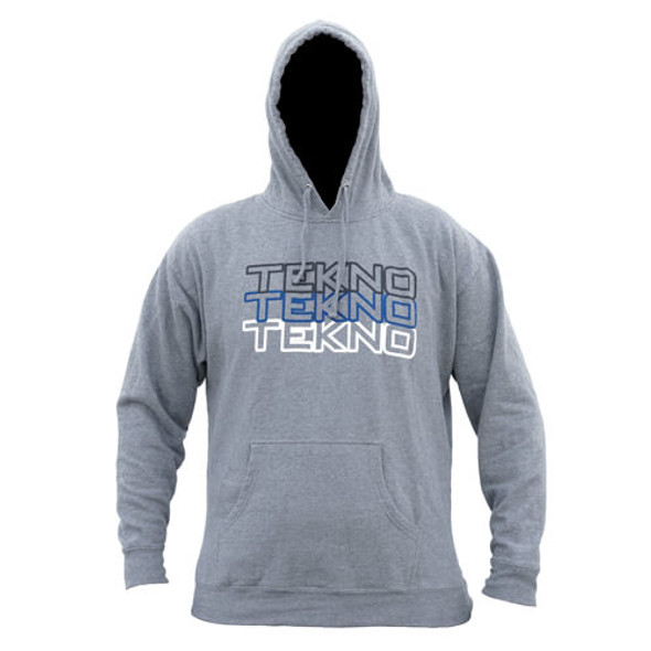 Tekno RC Pull Over Hoodie (stacked logo, gray). (Medium) Coast 2 Coast RC