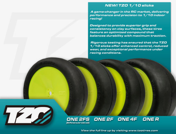 TZO 1/10 2WD Front (2F) Buggy Tire + with Foam (1 Pair) (T1 Compound)