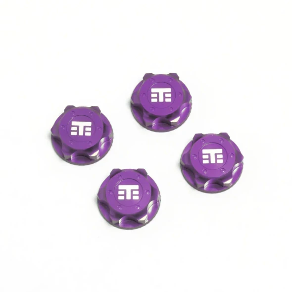 TKR5116BP Wheel Nuts (RC Logo, 17mm, serrated, PURPLE anodized, M12x1.0, 4pcs)