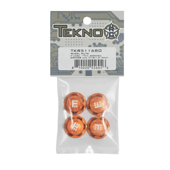 TKR5116BO Wheel Nuts (RC Logo, 17mm, serrated, ORANGE anodized, M12x1.0, 4pcs)