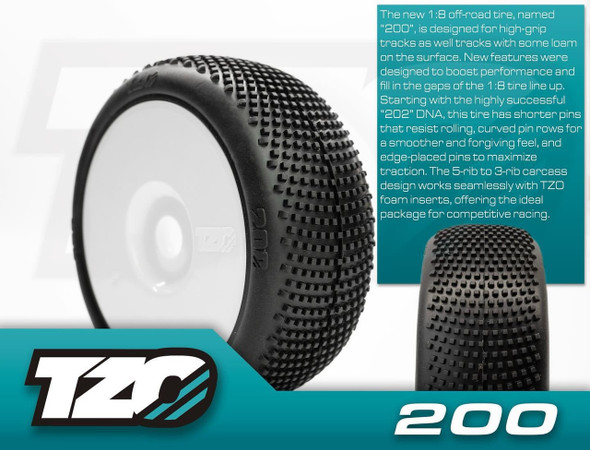 TZO 200 Pre-Glued Set , White Wheels, Soft-Clay Compound (4pcs)