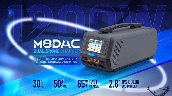 Toolkitrc M8DAC 1-8S Dual Channel High Power Li-ion Battery Balancer Charger 1200W 30A