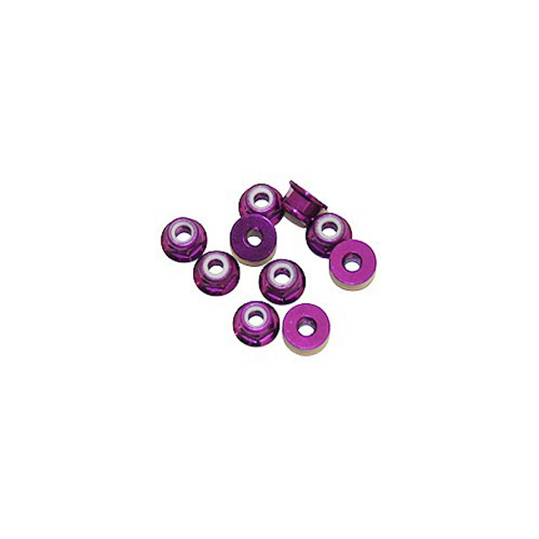 Ultimate 4mm Alu. Nylon Nut W/Flange Purple (10 PCS) - UR1513-P Coast 2 Coast RC