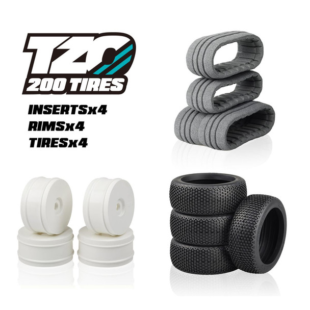 TZO 601 Set Non-Glued (Tires+Inserts+Rims), White Rims, Ultra Soft Coast 2 Coast RC