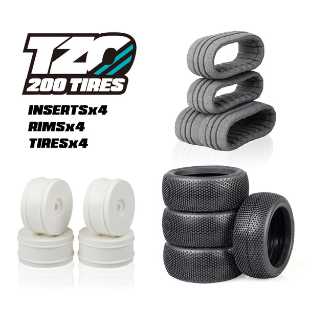 TZO 202 Car Set Non-Glued (Tires+Inserts+Rims), White Rims,Ultra Soft Coast 2 Coast RC