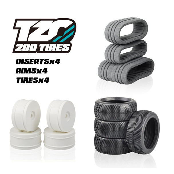 TZO 201 Set Non-Glued (Tires+Inserts+Rims), White Rims, Soft TZ201S-W-N Coast 2 Coast RC TZO