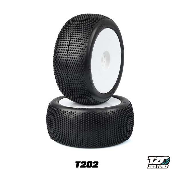 TZO Truggy 202 Pre-Glued Set 2pcs, White Rims,  Soft -Longwear