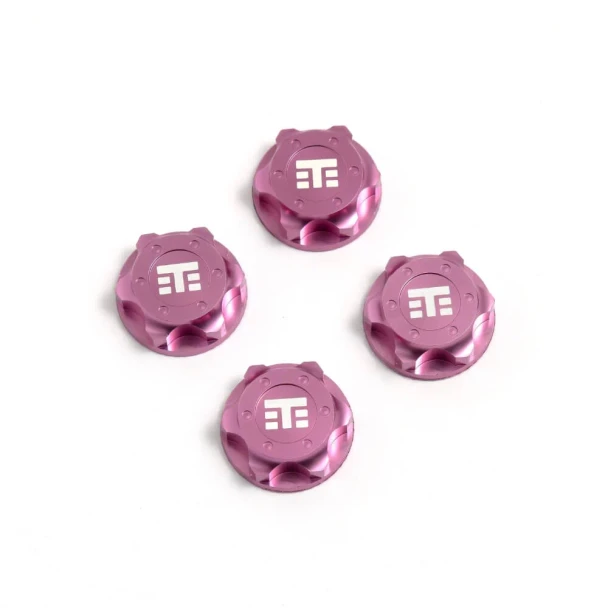 TKR5116BN Wheel Nuts (RC Logo, 17mm, serrated, PINK anodized, M12x1.0, 4pcs)