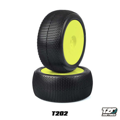 TZO Truggy 202 Pre-Glued Set 2pcs, Yellow Rims,  Soft -Longwear