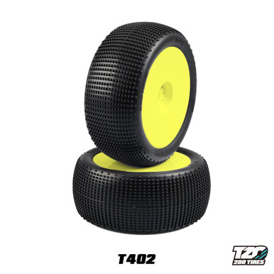 TZO Truggy 402 Pre-Glued Set 2pcs, Yellow Rims, Ultra Soft