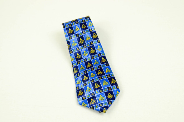 Navy Poly Tie Blue Square & Compasses