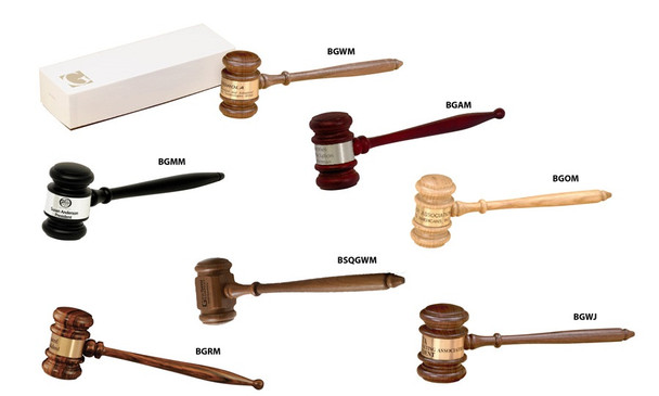 Gavels Gift Boxed  -  Includes 10-1/2"Gavel and engraving band. Presented in a glossy White jewelers box. There is an additional engraving charge.