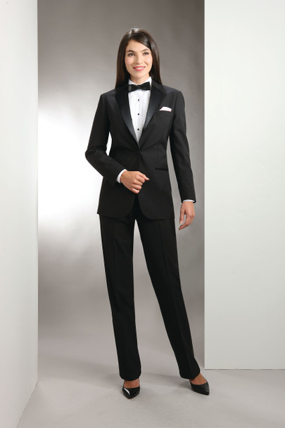 Poly One-Button, Notch Satin Lapel. Traditional Fit