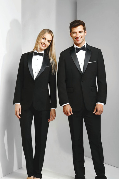 Poly Comfort Waist, Traditional Fit Flat Front with Satin Stripe.