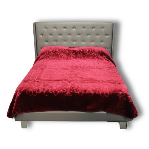 Caliente Queen 1ply Solid Burgundy Embossed