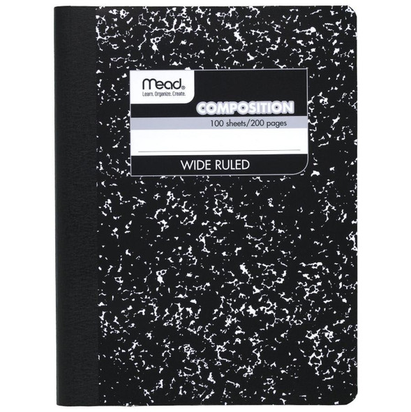 2 Pack Mead Square Deal Composition Book, Wide Ruled, 100 Sheets, Black Marble