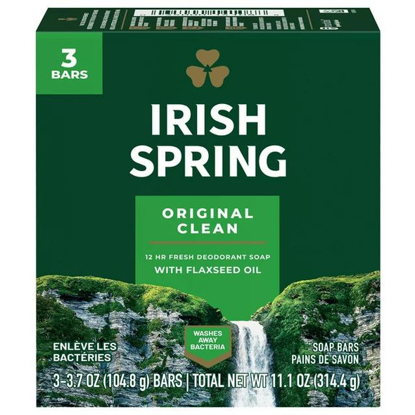 IRISH SPRING Bar Soap 3.7oz - 3 Bars