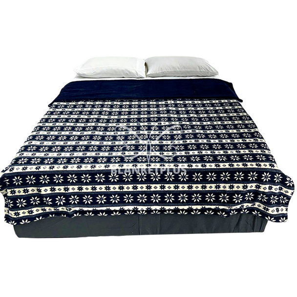 HOMEBOUND FULL SIZE 2PLY FAUX WOOL BLANKET NAVY