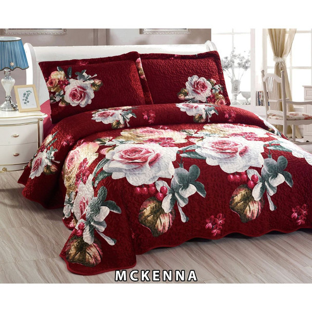McKenna 6pc Luxurious Velvet Bedspread Set-Reversible