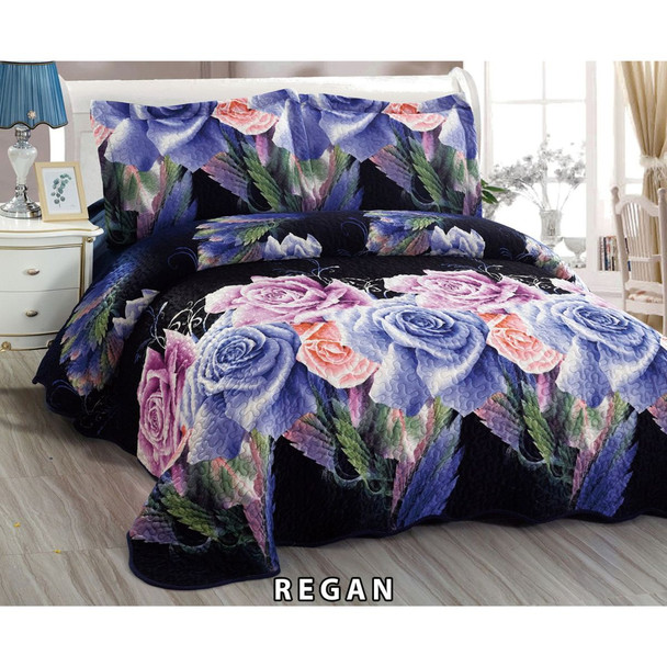 Regan 6pc Luxurious Velvet Bedspread Set-Reversible