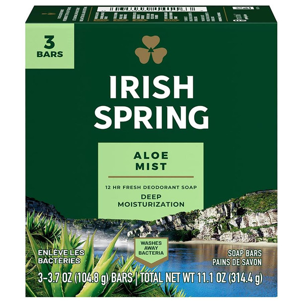 Irish Spring Irish Spring Aloe Deodorant Soap Bar, 3 Count