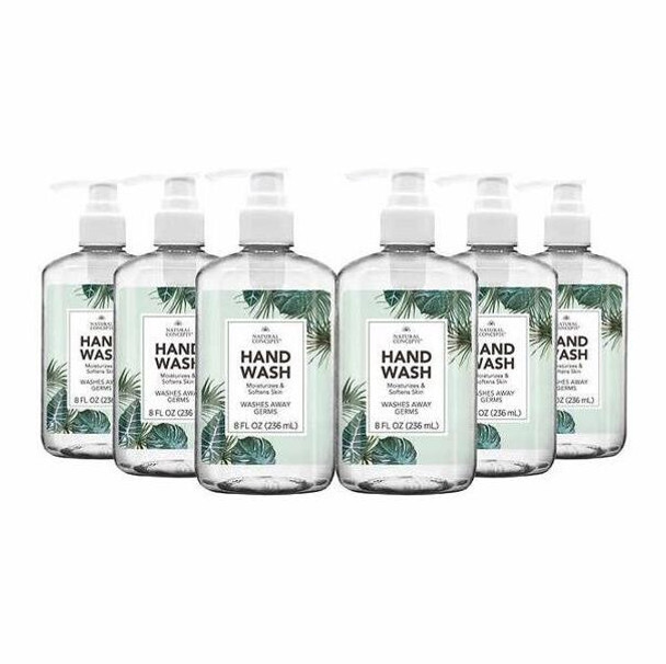 Natural Concepts Hand wash 8 fl oz, 6-pack Pump Bottles Cleans, Softens Skin