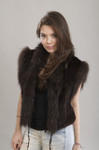 Lara Knitted Rabbit Gilet with Racoon Trim