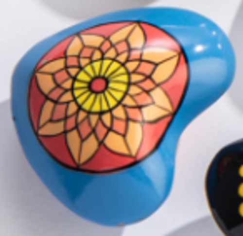 Chime Heart - Mandala/Orange & Yellow Flower on Blue