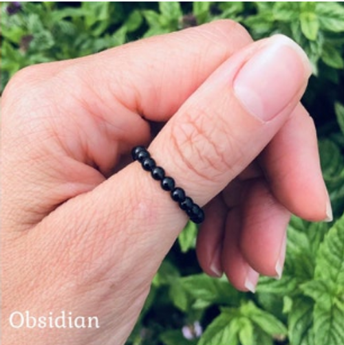 Ring/Gemstone Stretch - Black Obsidian