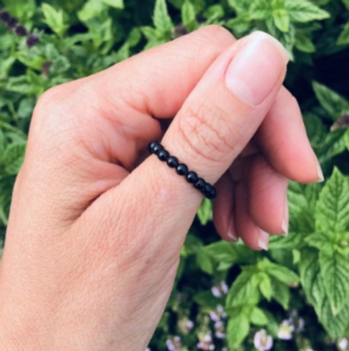 Sale Ring/Gemstone Stretch - Black Agate