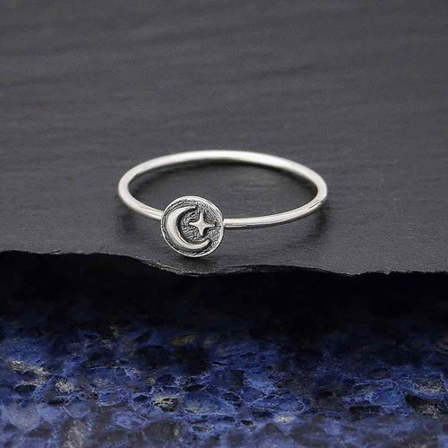 Ring - Raised Moon & Star Ring - Raised Moon & Star